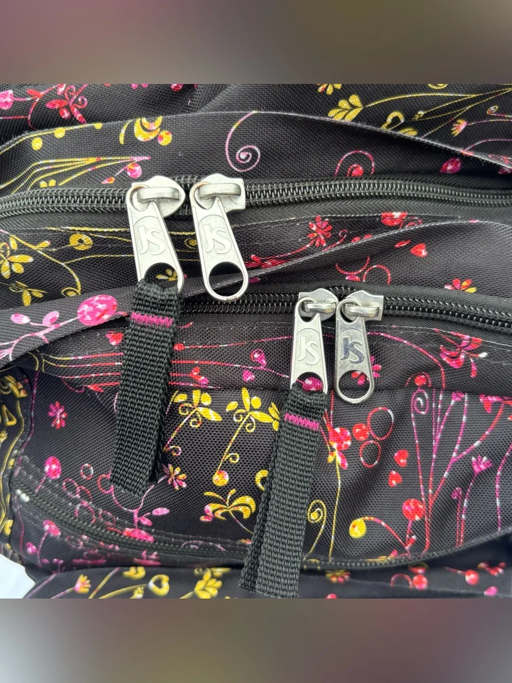 JanSport Big Student Backpack Black Y2K Colorful Floral Whimsical Indie School